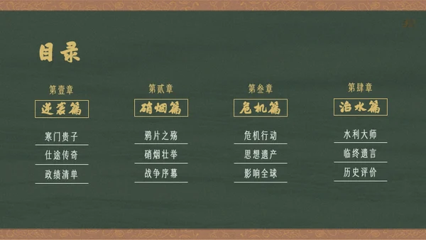 黄绿复古历史人物林则徐人物介绍PPT模板