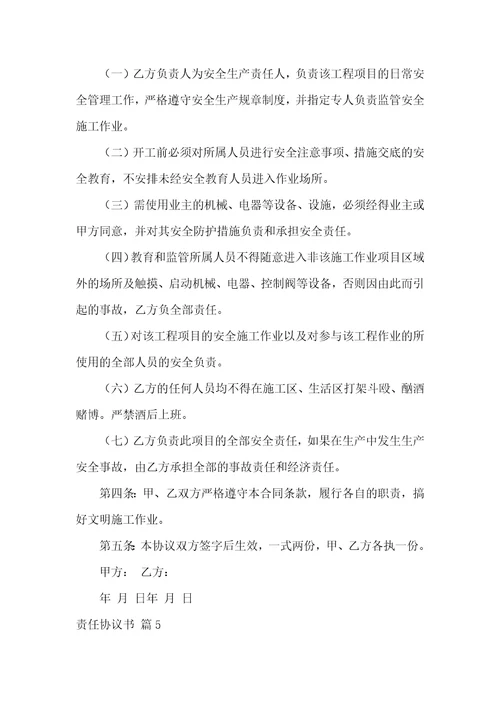 关于责任协议书范文合集十篇