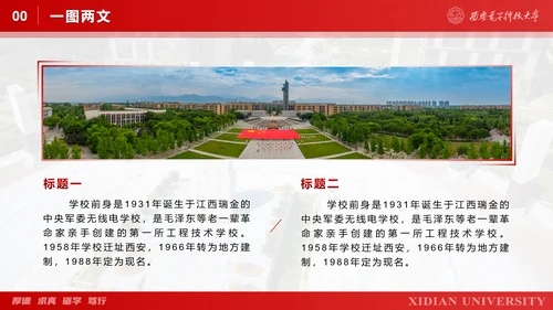 西安电子科技大学毕业论文答辩通用PPT模板