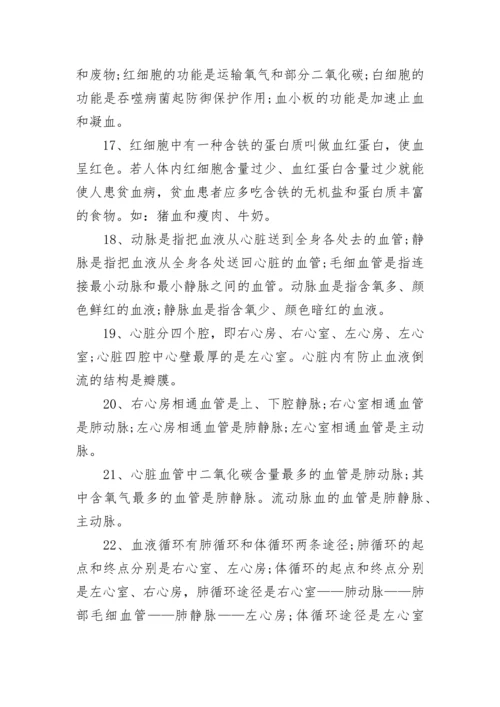 初中七年级下册生物知识点总结人教版_生物知识点总结.docx
