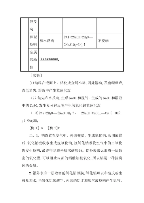 第三章金属及其化合物复习课学案设计