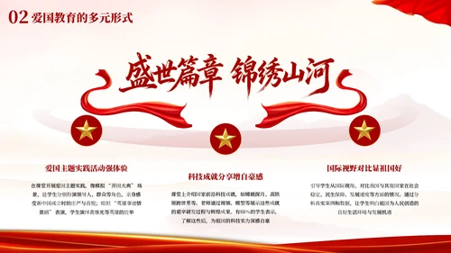 红色创意欢度国庆爱国主义教育主题班会PPT模板
