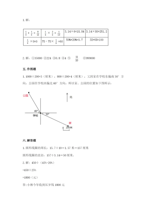 人教版六年级上册数学期末测试卷精品（考试直接用）.docx