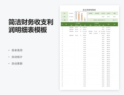 简洁财务收支利润明细表模板