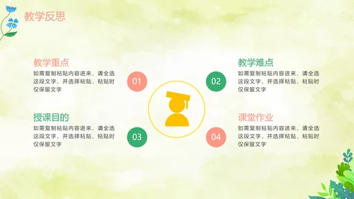 绿色水彩清新教师教学说课PPT模板