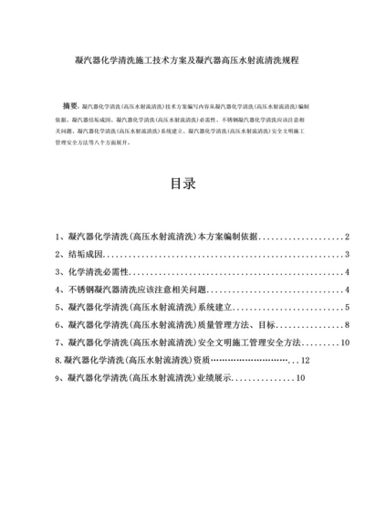 凝汽器化学清洗高压水射流清洗综合标准施工核心技术专业方案及凝汽器清洗专项规程.docx