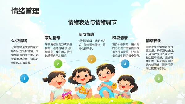 蓝色插画风小学生开学新生班会PPT模板