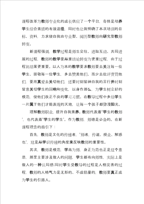 教师“新课标培训心得总结