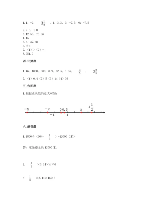 冀教版小学六年级下册数学期末综合素养测试卷及答案（有一套）.docx