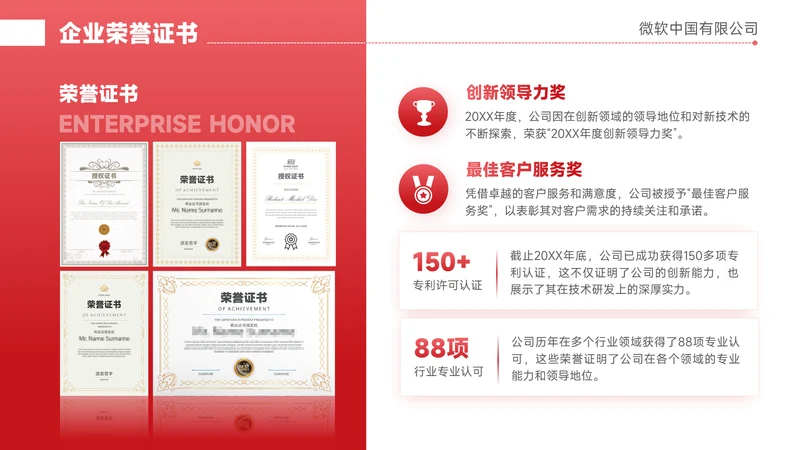 红色简约风荣誉