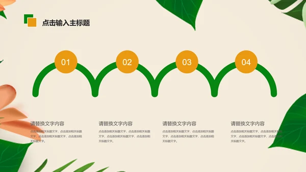 清新植物绿色教学设计述职报告PPT模板