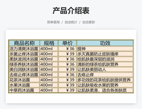 产品介绍表