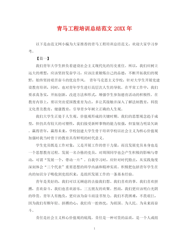精编之青马工程培训总结范文.docx
