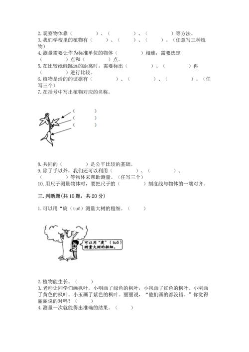 教科版一年级上册科学期末测试卷（达标题）.docx
