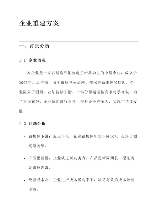 企业的重建方案