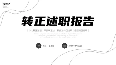 黑白极简线条转正述职报告工作总结PPT