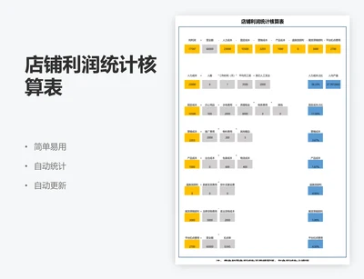 店铺利润统计核算表