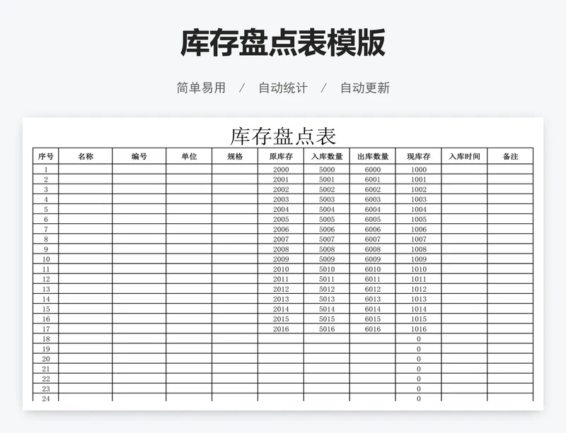 库存盘点表模版