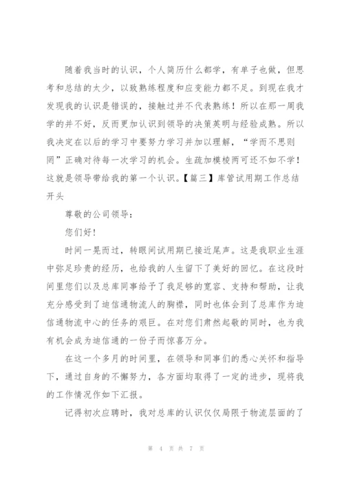 库管试用期工作总结开头.docx