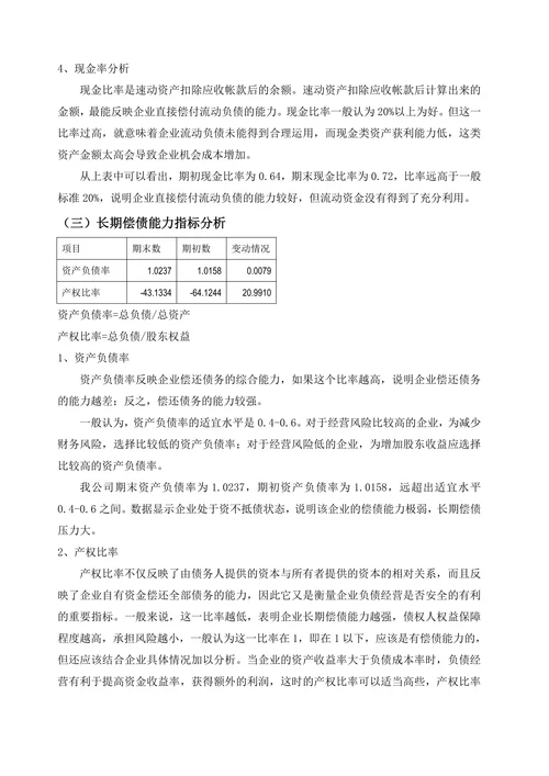 财务报表分析报告