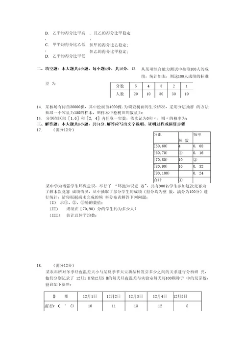 2016高三数学(文,理科)复习主干知识和测试：概率统计线性回归方程