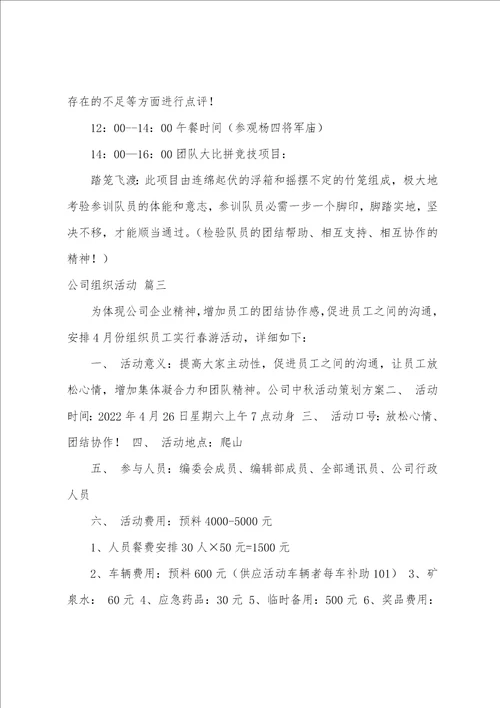 公司组织活动范文精彩3篇