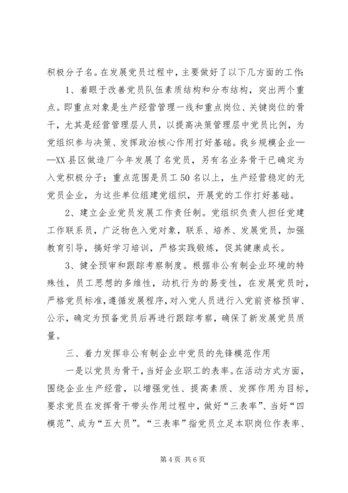 乡非公有制经济党建工作总结.docx