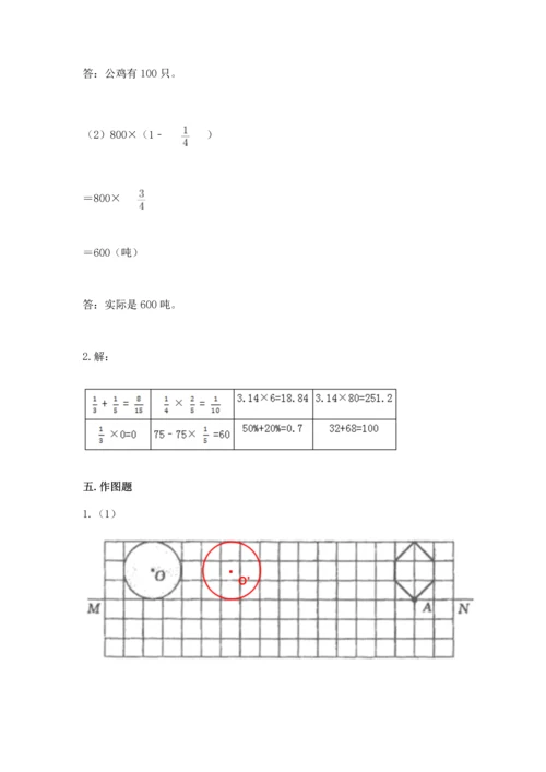 人教版六年级上册数学期末检测卷【预热题】.docx