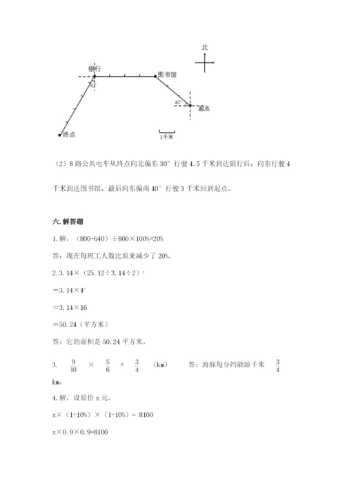 人教版六年级上册数学期末测试卷附参考答案（巩固）.docx