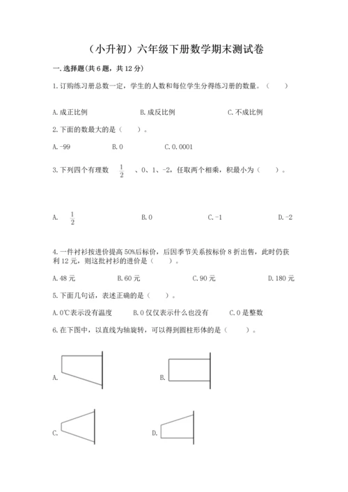 （小升初）六年级下册数学期末测试卷及完整答案（名师系列）.docx