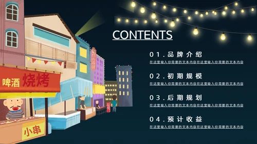 深夜食堂烧烤夜宵招商通用PPT