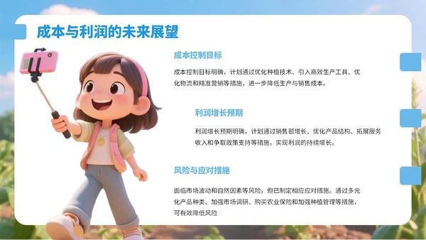 蓝色3D风乡村农产品销售总结PPT