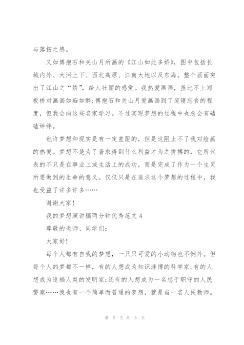 我的梦想演讲稿两分钟优秀范文.docx