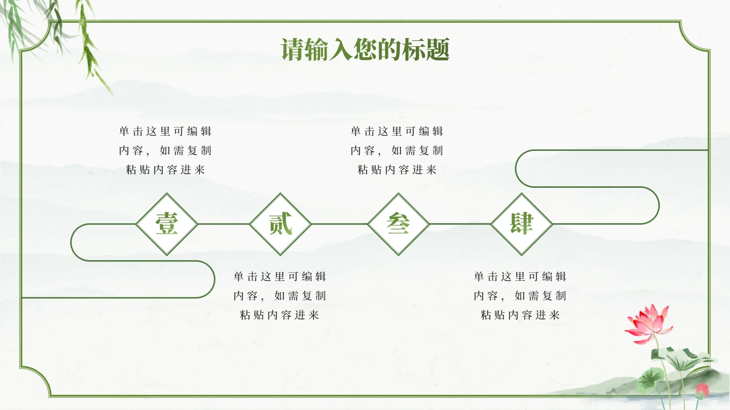 绿色中国风水墨荷花诗词赏析学习流程课件PPT单页