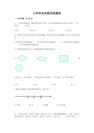 小学毕业班数学检测卷含完整答案【全优】.docx