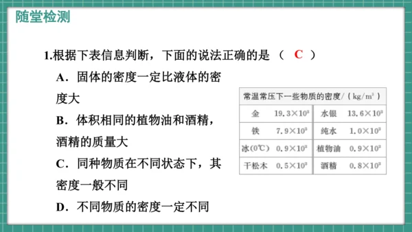 人教版物理八年级上册6.2《密度》课件（34页ppt）