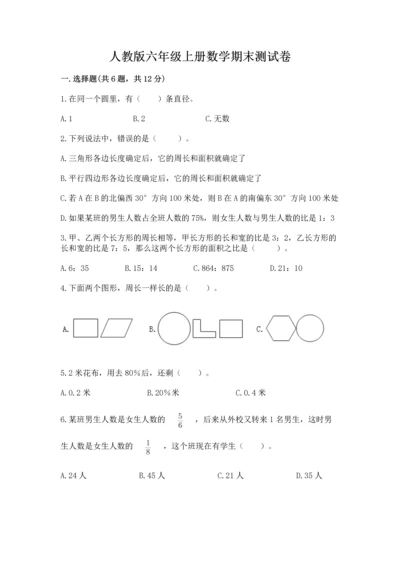 人教版六年级上册数学期末测试卷（巩固）word版.docx