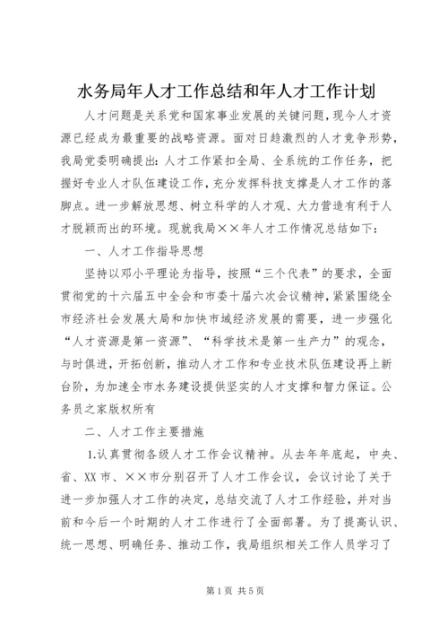 水务局年人才工作总结和年人才工作计划.docx