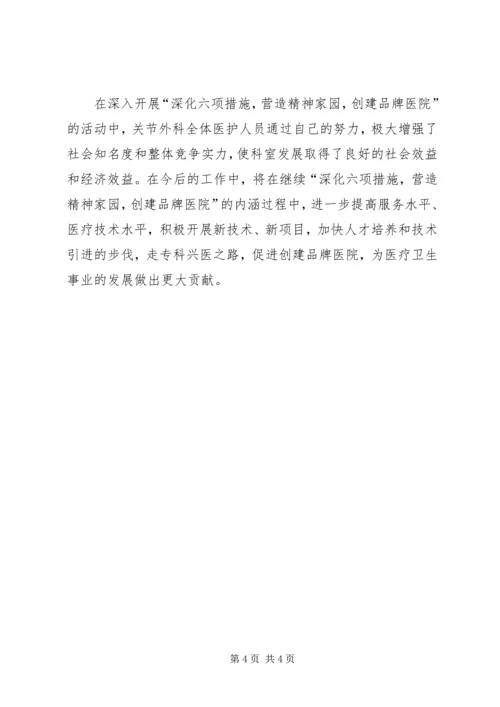 关节外科创建品牌医院活动情况的典型发言.docx