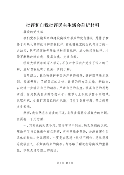 批评和自我批评民主生活会剖析材料.docx