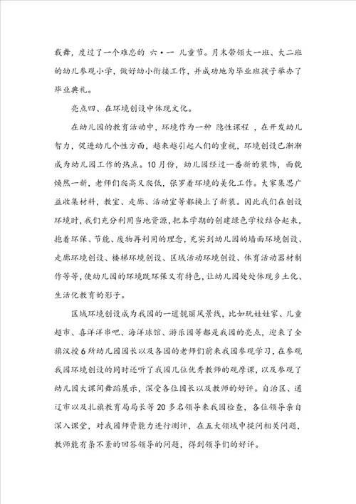 民族幼儿园亮点工作汇报材料