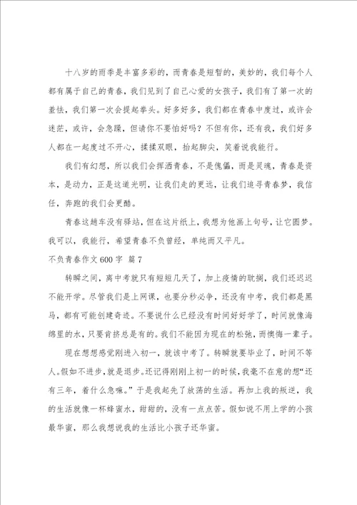 不负青春作文600字