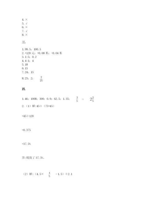 小学数学六年级下册竞赛试题精品（夺分金卷）.docx