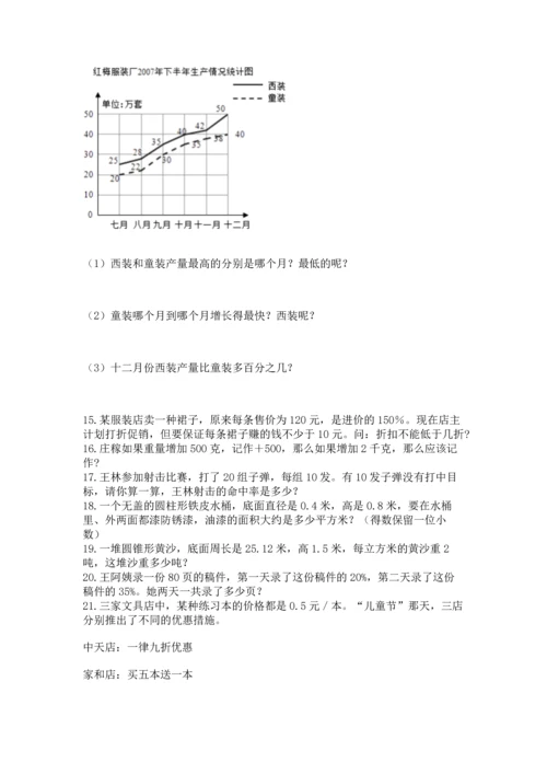 六年级小升初数学解决问题50道精品（考点梳理）.docx