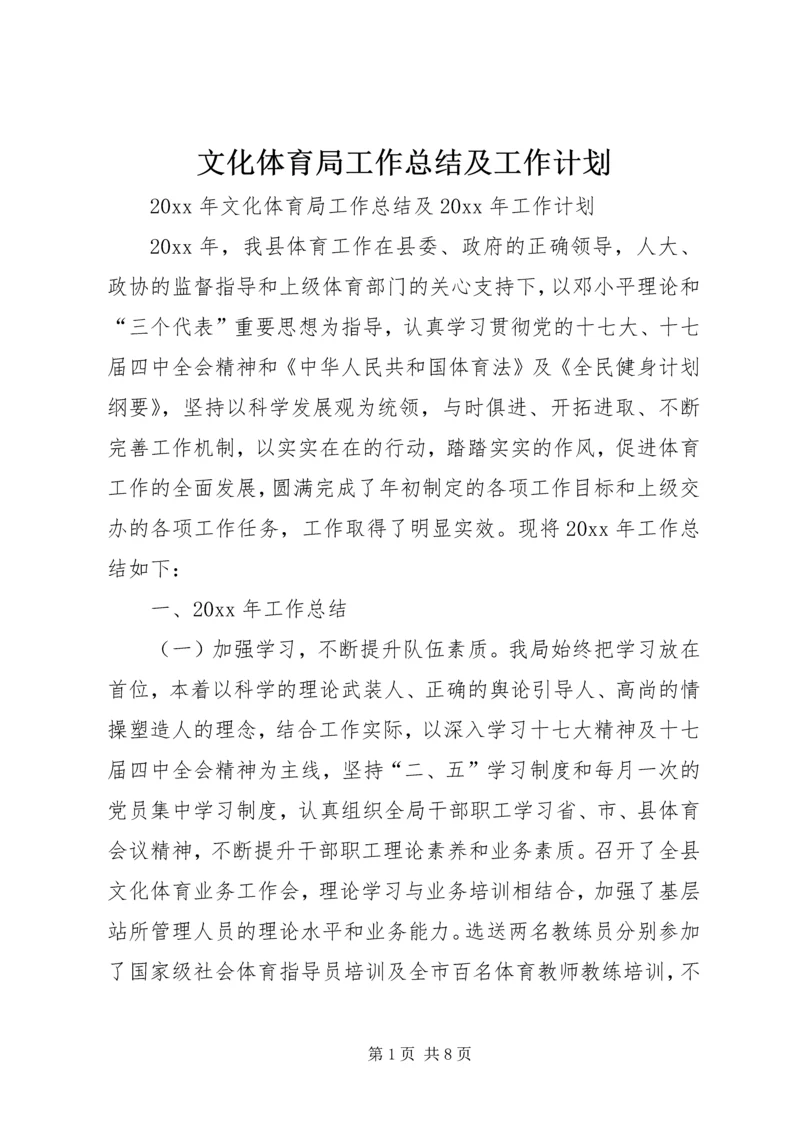 文化体育局工作总结及工作计划 (3).docx