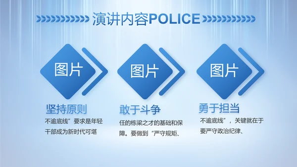 蓝色大气公安警察工作总结计划PPT