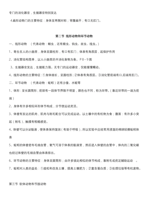 新人教版八年级上册生物复习提纲(精华版).docx