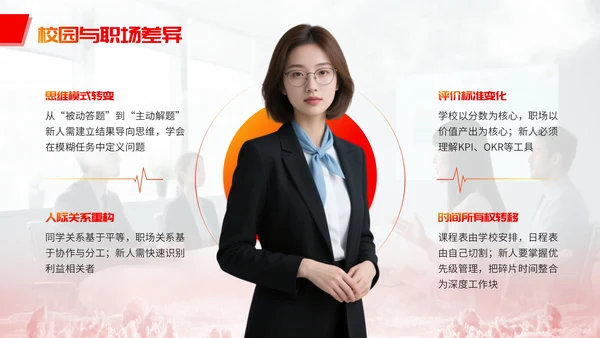 红黄简约职场新人培训PPT宣传模板