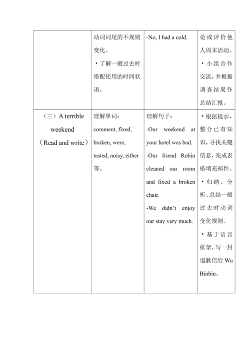 Unit 2 Last weekend 单元整体教学设计（4个课时）