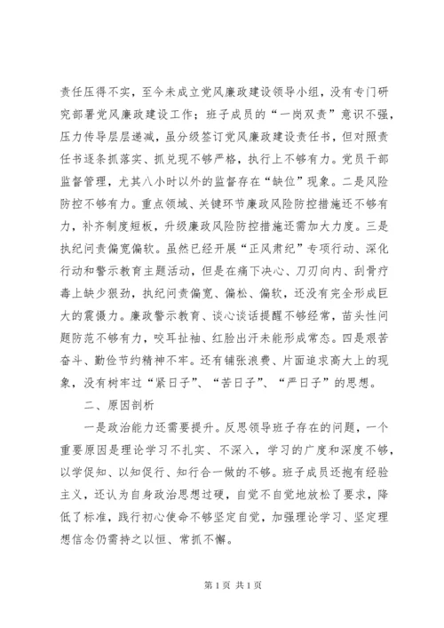 领导班子主题教育专题民主生活会检视剖析材料（集团公司）.docx
